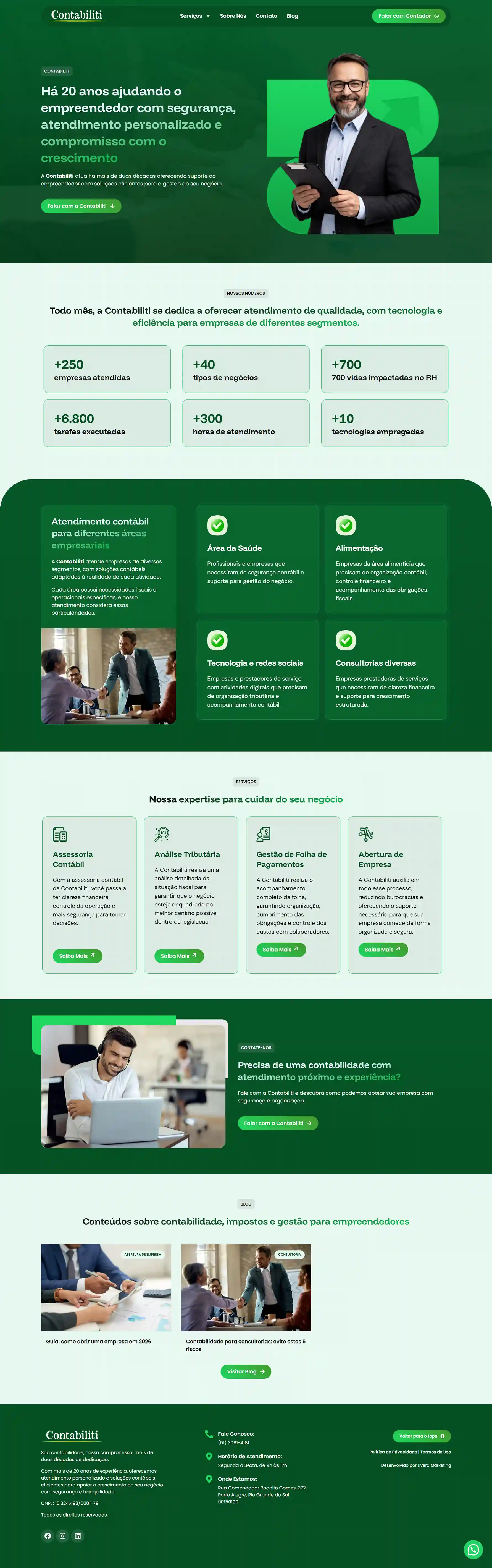 Exemplo de landing page desenvolvida pela Livera para consultoria empresarial